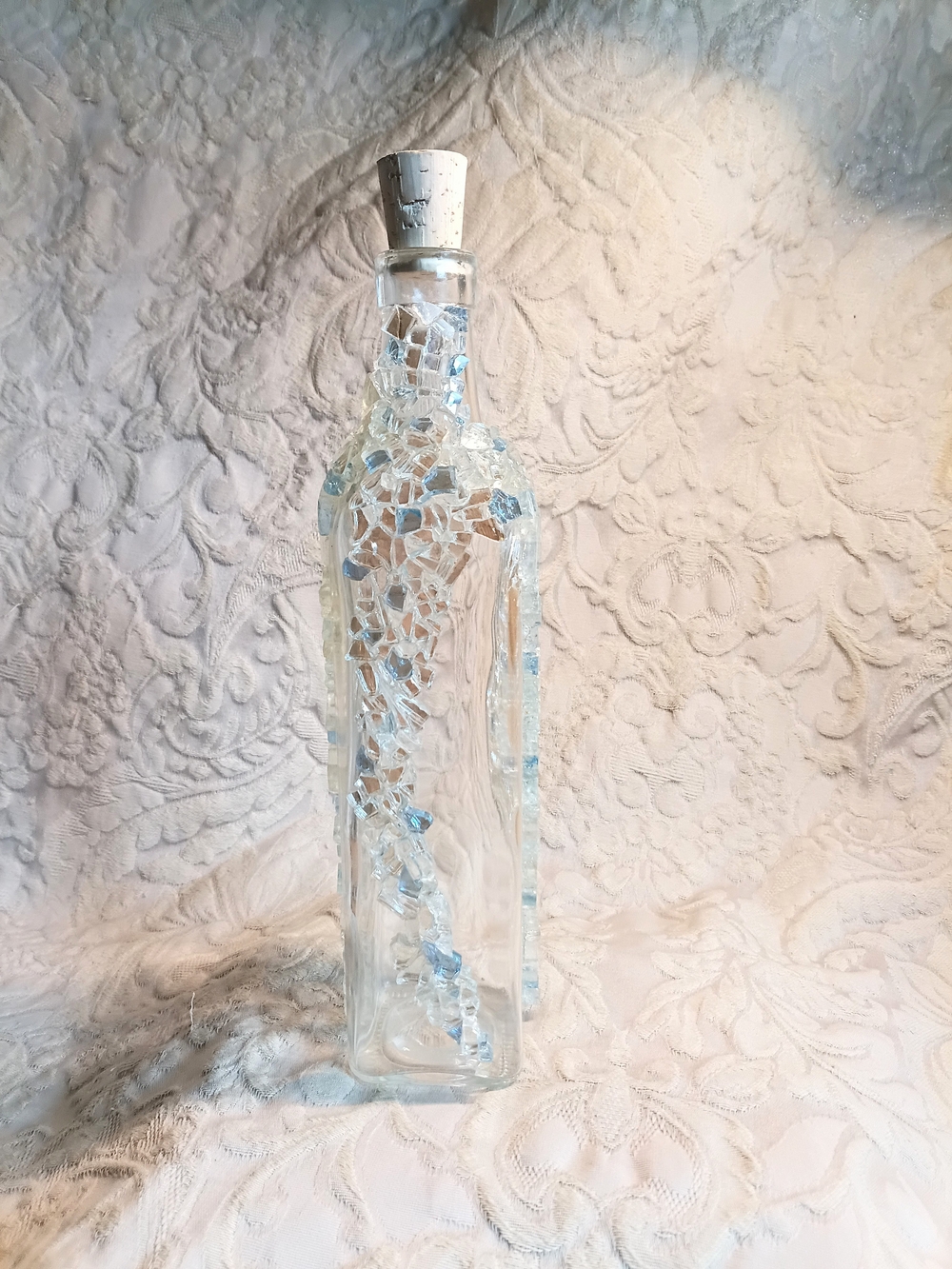 Hand Decorated Clear Glass Decorative Bottle